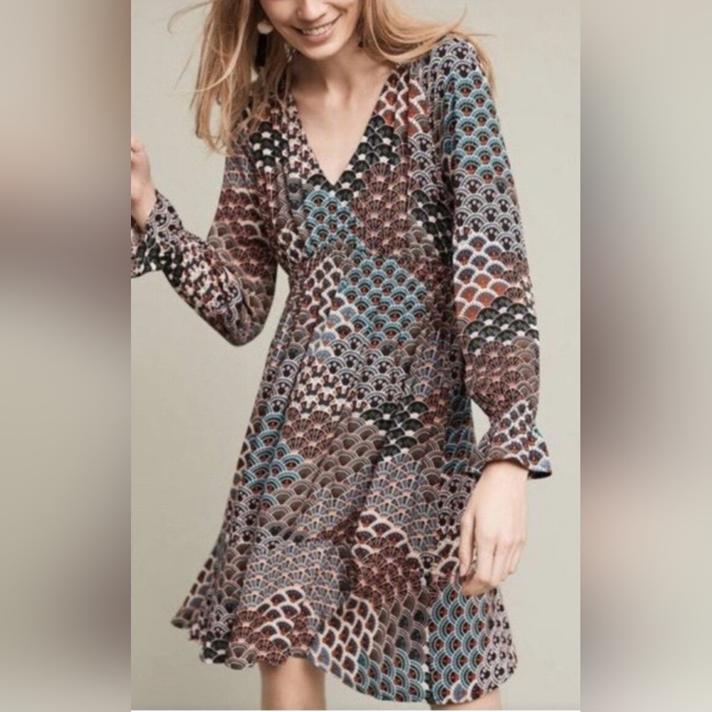 Anthropologie Monaco Fan Print Dress